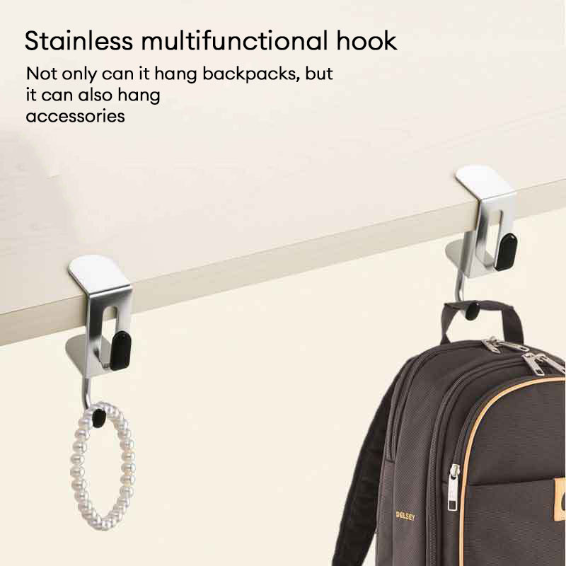 TPตะขอคู่แบบไม่เจาะรู ถอดได้ สำหรับแขวนกระเป๋าเป้ ปรับระดับได้ สำหรับวางข้างโต๊ะ - รูปที่ 7