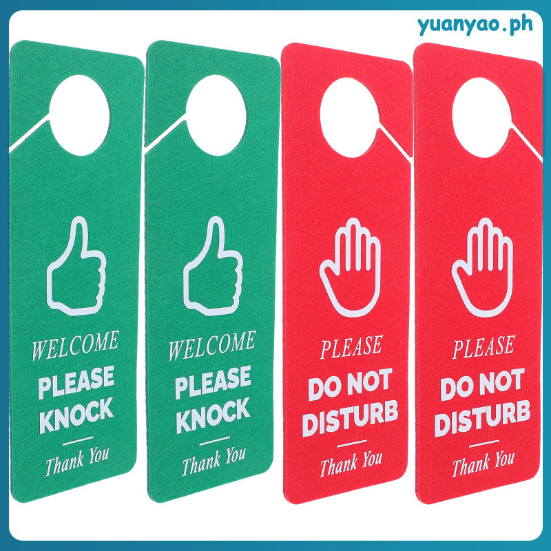 4pcs Do Not Disturb ประตูแขวนป้าย Please Do Not Disturb และยินดีต้อนรับ Please Knob ป้ายสําหรับ Offi