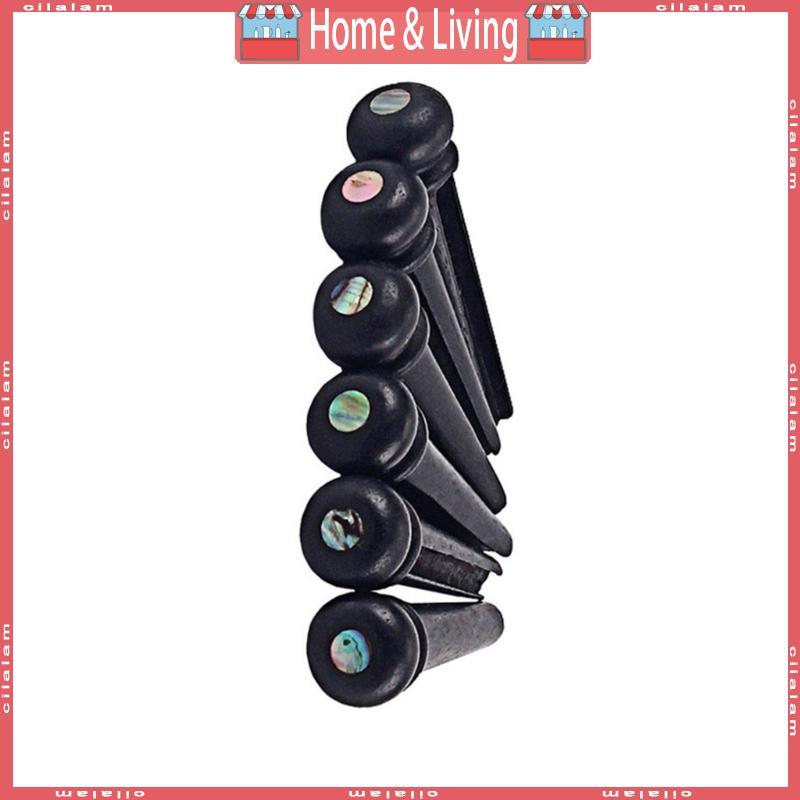 CI 6 ชิ้น Ebony กีตาร์สะพาน Pin String Peg เปลี่ยน Slotted Bridge Pin