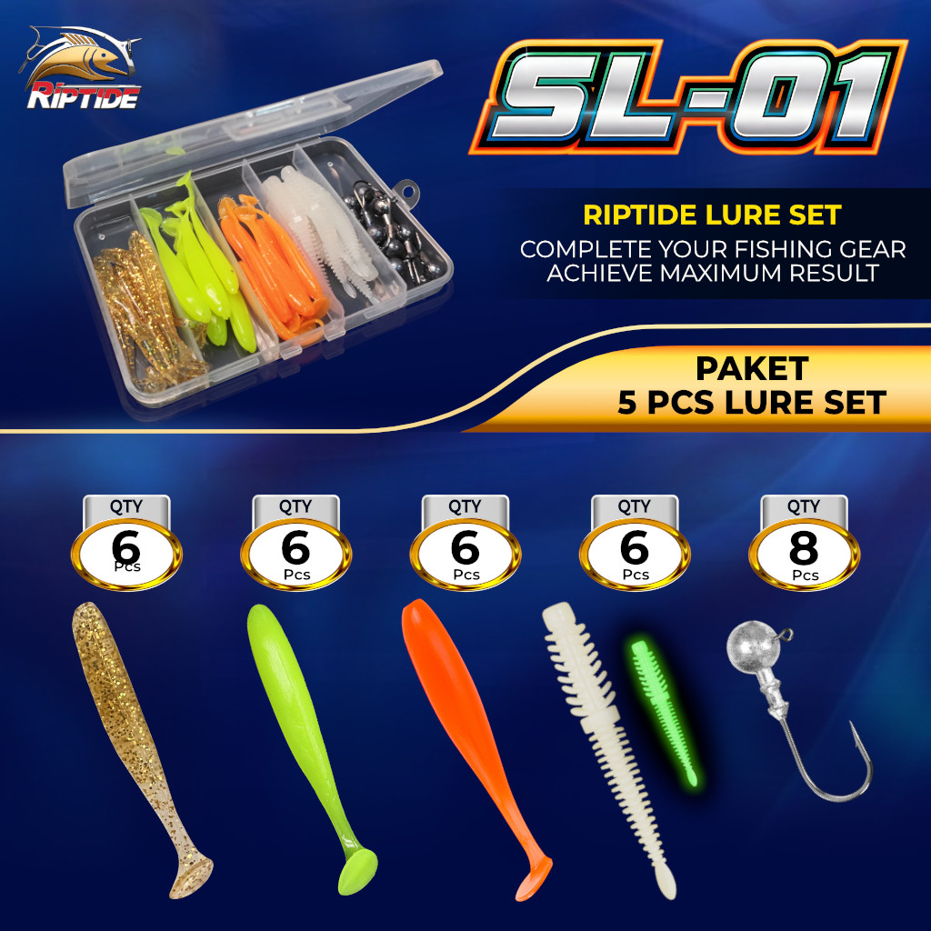 RIPTIDE 1 Set Box เหยื่อตกปลา Soft Lure SL-01 | SL-02 | SL-03 | SL-04 | สล-05 | SL-06 | สล-07 | SL-0