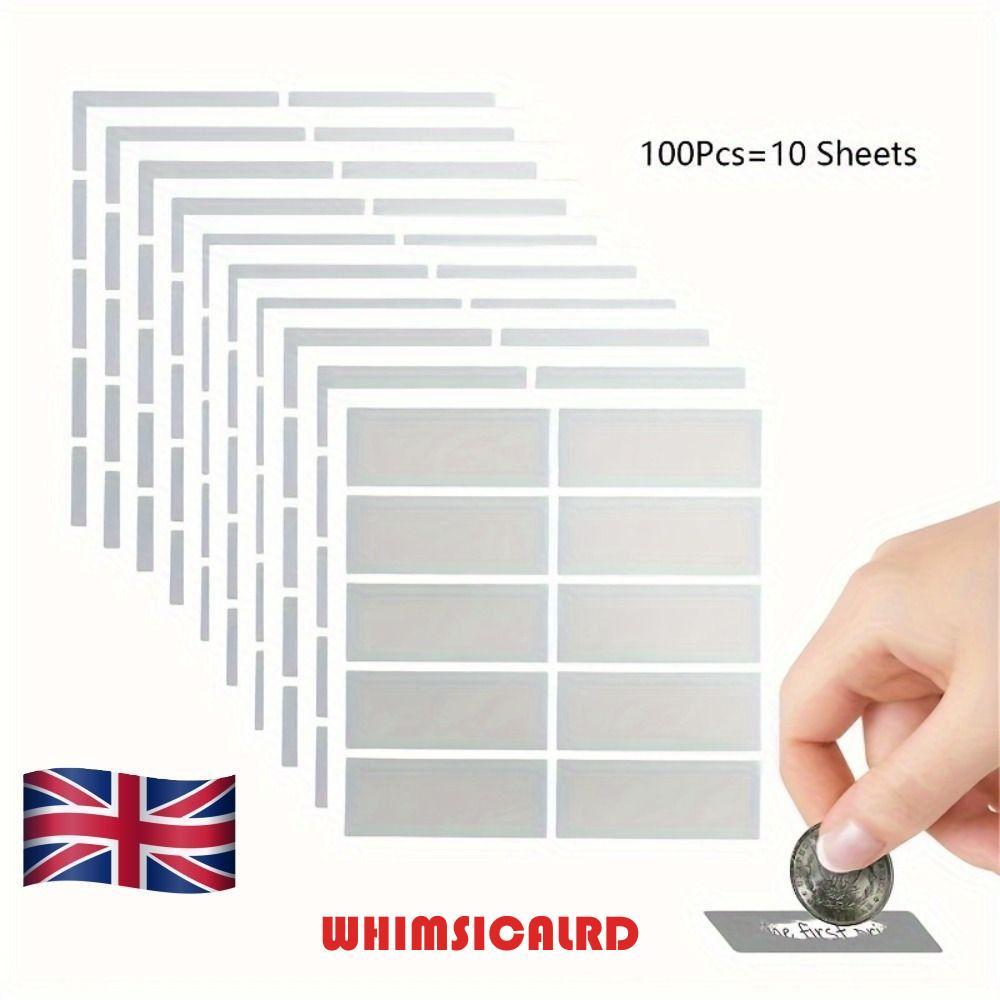 WHIMSICALRD 100pcs สติกเกอร์ขูดการ์ดขูด, Creative สี่เหลี่ยม Scratch Off สติกเกอร์,สติกเกอร์ศิลปะกาวตลก Scratch Off การ์ดกิจกรรมปาร์ตี้