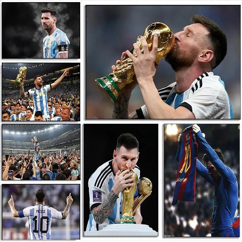 Lionel Messi ฟุตบอล Legend ผ้าใบ Wall Art โปสเตอร์ Perfect Home Decor สําหรับแฟนฟุตบอลและคลับคุณภาพสูงพิมพ์สําหรับ Li