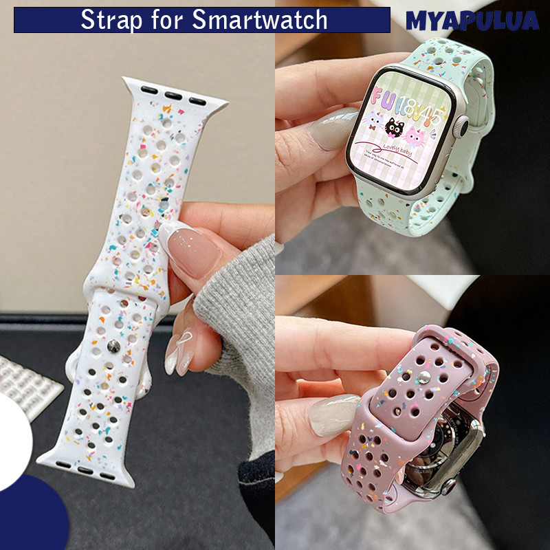 สายซิลิโคนกีฬาอ่อน for Apple Watch IWatch Ultra 3 2 SE 3 Series 11 10 9 8 7 6 5 4 49 46 45 44 42 41 40มม สายรัดข้อมือยาง