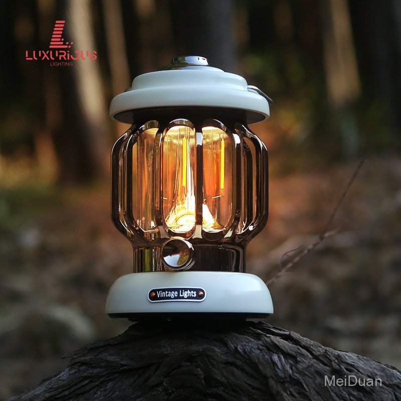 Vintage Camping Light Outdoor Camping Atmosphere Light Portable Camping Camp Light Hanging Light Rec