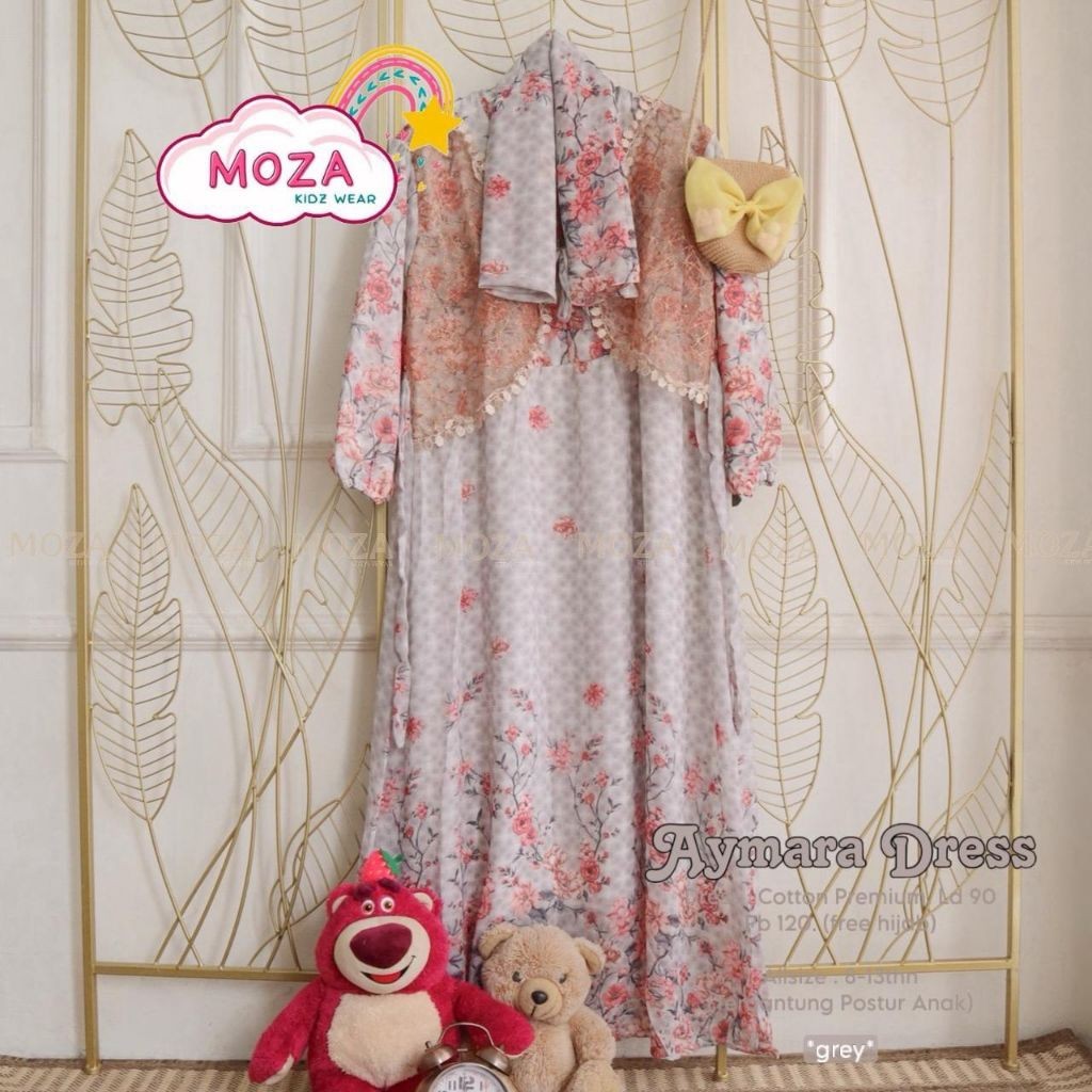 1101 Aymara ชุดเดรสมุสลิมสําหรับเด็กผู้หญิง ฟรีฮิญาบ by Moza // ONESTUFF // ONESTUFF