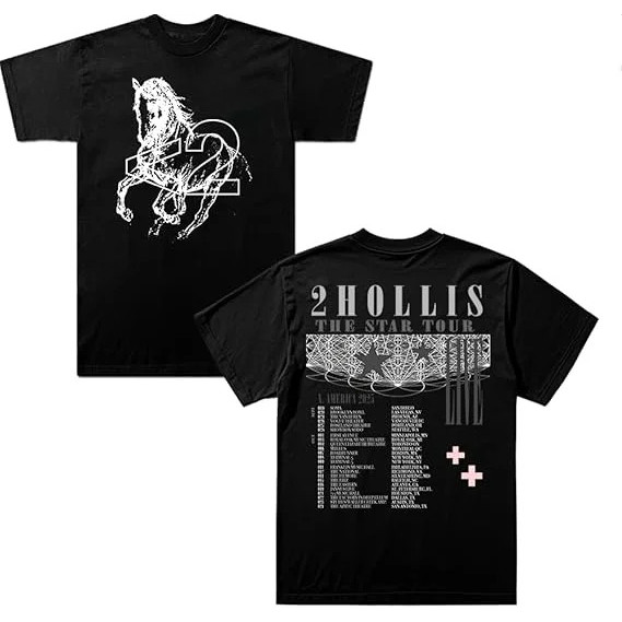 2hollis The Star Tour Merch Tee Unisexy O-คอ Lengan เสื้อยืดแฟชั่น Kasual
