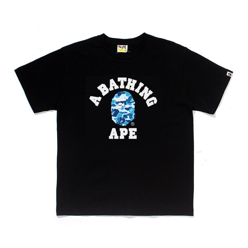เสื้อยืดแขนสั้นลาย Bape จากญี่ปุ่น พิมพ์ลายหัวลิงลายพรางสีขาว ผ้าฝ้าย100% ใส่สบาย พร้อมส่งในไทย