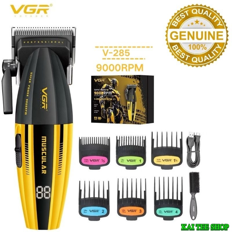 VGR V-285/285T muscular c1 ปัตตาเลี่ยนตัดผมไร้สาย ฟันเซรามิค ปรับสปีดรอบได้2ระดับ ตัวเครื่องมินิ มีจ