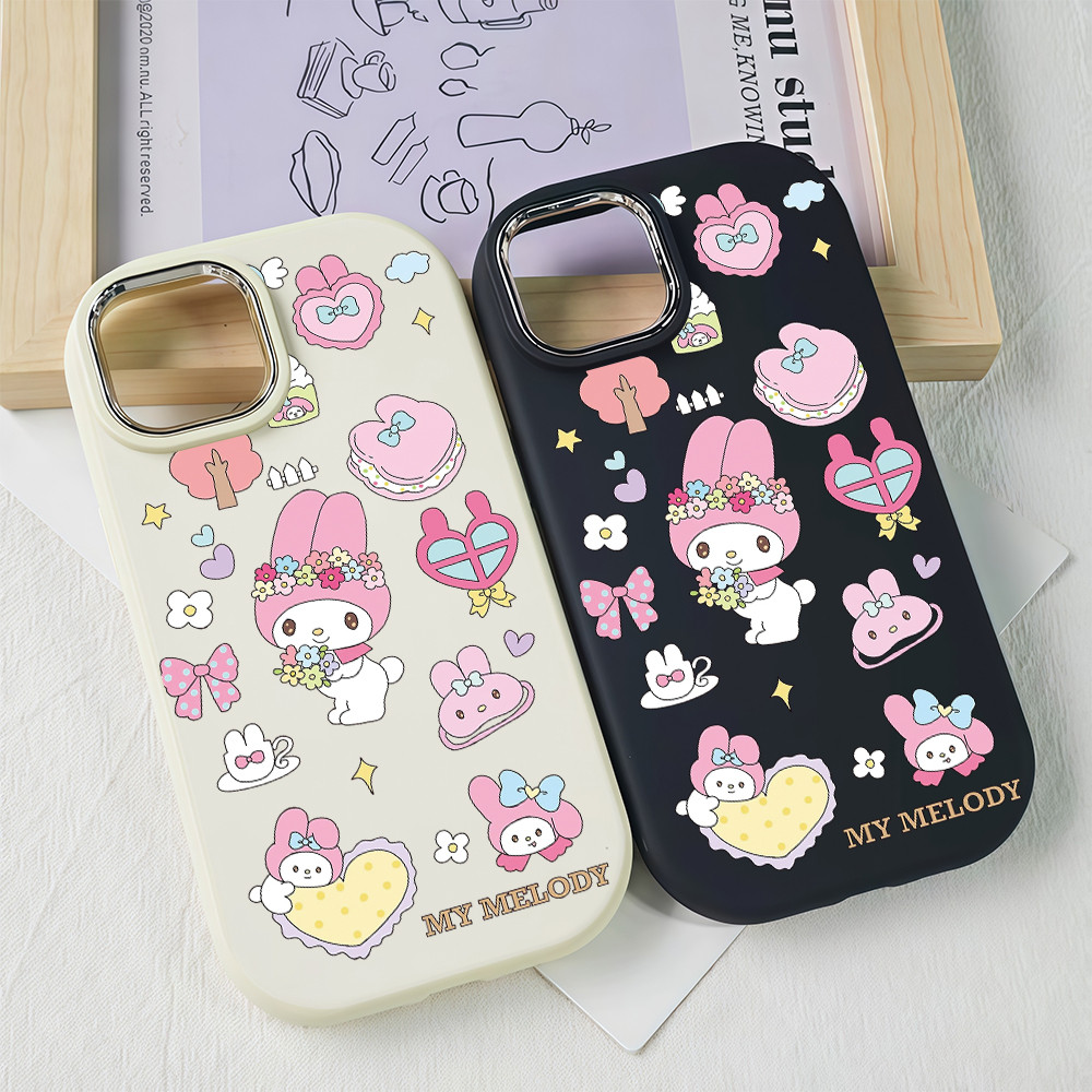 ส่งในพื้นที่ เคสสำหรับไอโฟน11 กระต่ายชมพูMD เคสมือถือกลมกล้องสีเงิน for IPhone17 16 11 12 13 14 15ProMAX 6/7/8PLUS XS XR