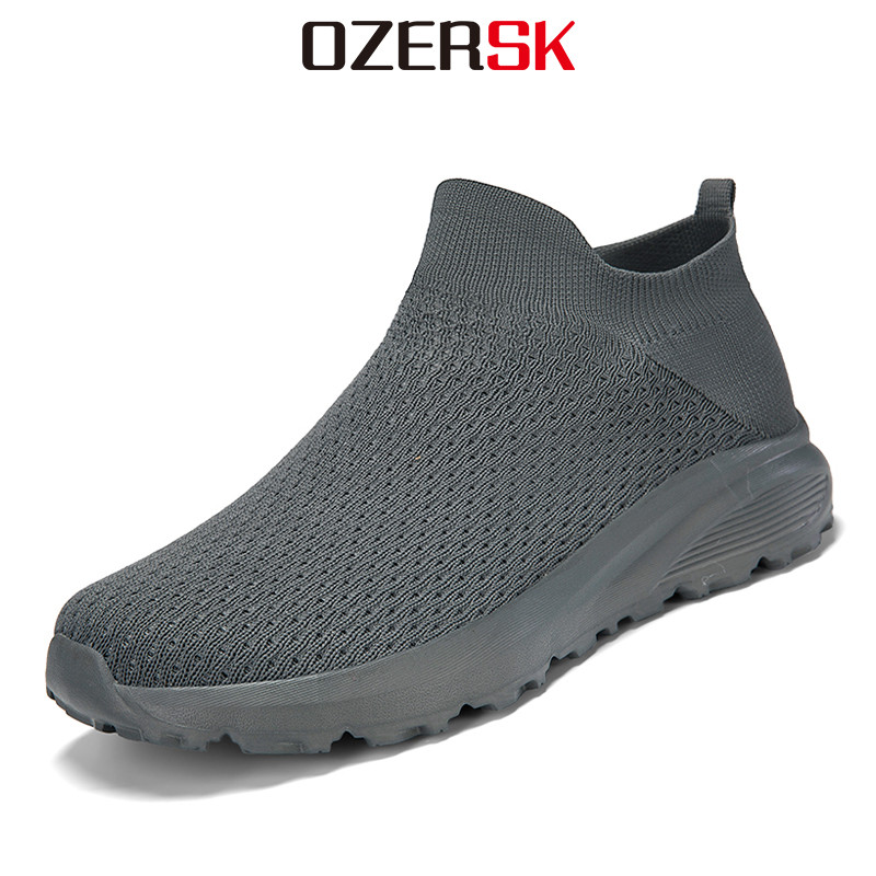 OZERSK ฤดูร้อนผู้ชายรองเท้าสบายๆ High-Elastic กว้าง Toe กล่องนุ่มลื่นสบาย Breathable Slip-On รองเท้าผ้าใบขนาด 38-47