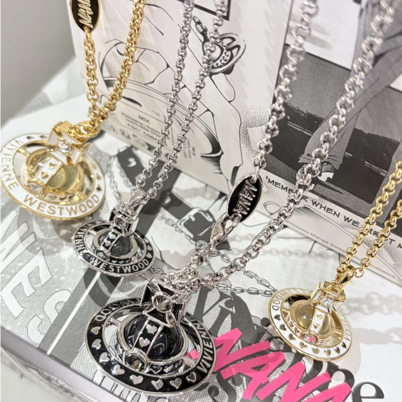 สร้อยคอวงกลมรูปหัวใจ WESTWOODNANA Collaboration ทำจากเรซิ่น epoxy ดีไซน์หรูหราคล้ายดาวเสาร์