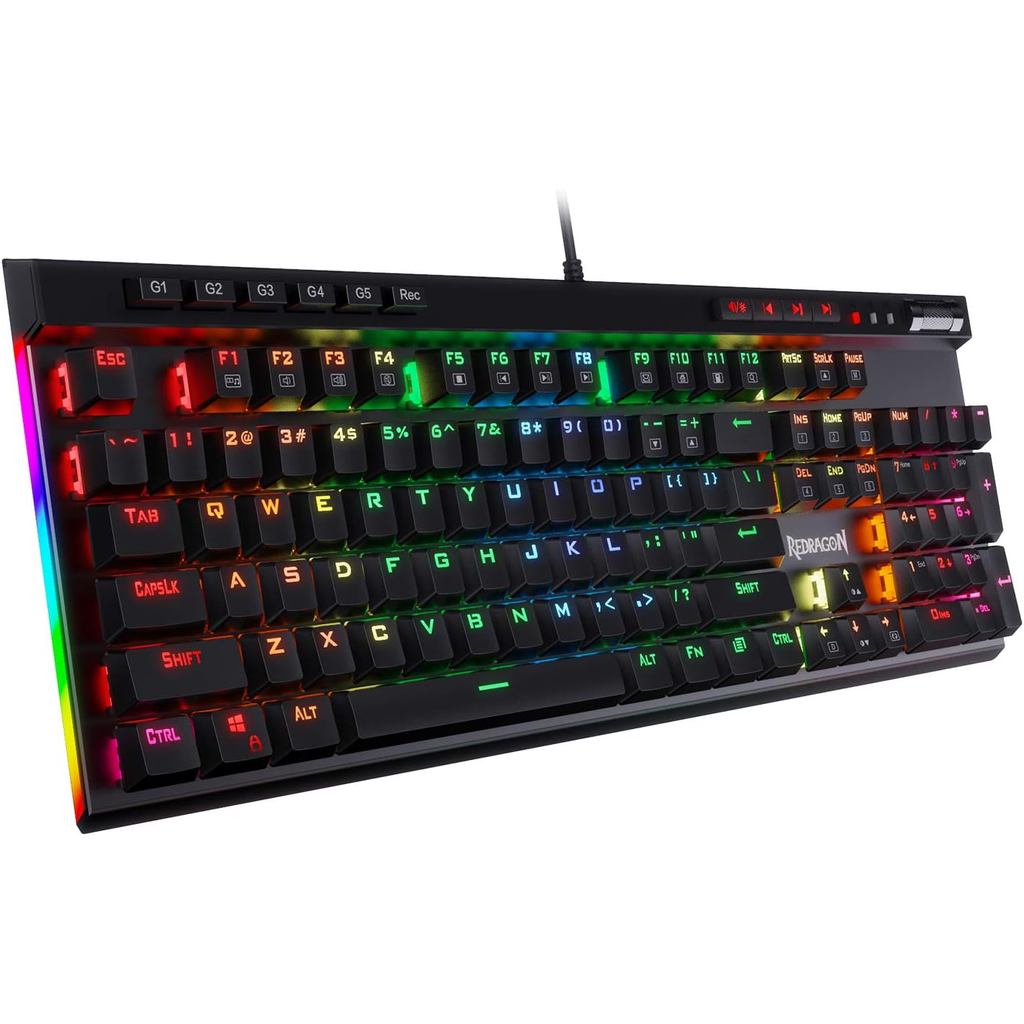 Redragon K580 VATA RGB LED Backlit Mechanical Gaming Keyboard พร้อมปุ่มมาโครและการควบคุมสื่อเฉพาะ, ซ