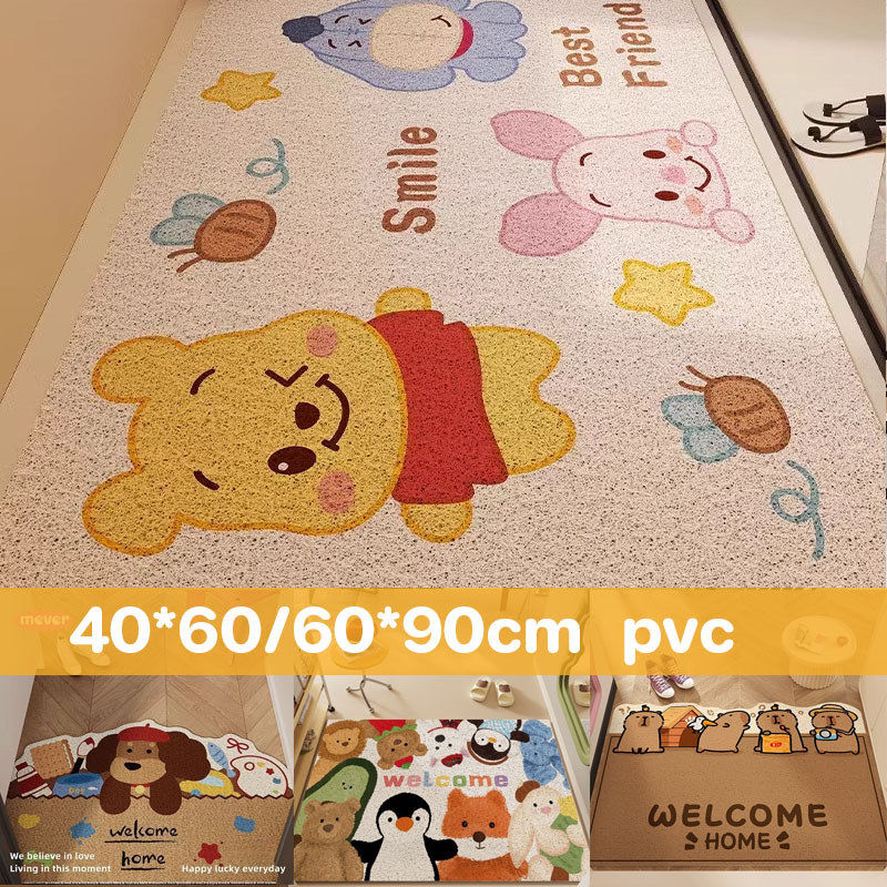 COD แผ่นรองกันลื่นห้องน้ำ PVC สายใยเกลียว 40*60/60*90cm กันลื่นได้ดี ลายการ์ตูนน่ารัก