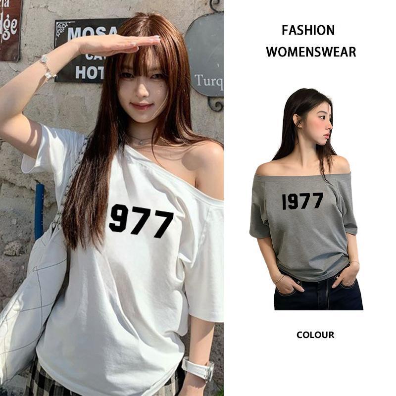 เสื้อคนอ้วนเซ็กซี่ไซส์ใหญ่ เสื้อปาดไหล่ผู้หญิง เรียบง่าย หลากสี ผ้าใส่สบาย สไตล์เกาหลี มีหลายไซซ์ให้เลือก