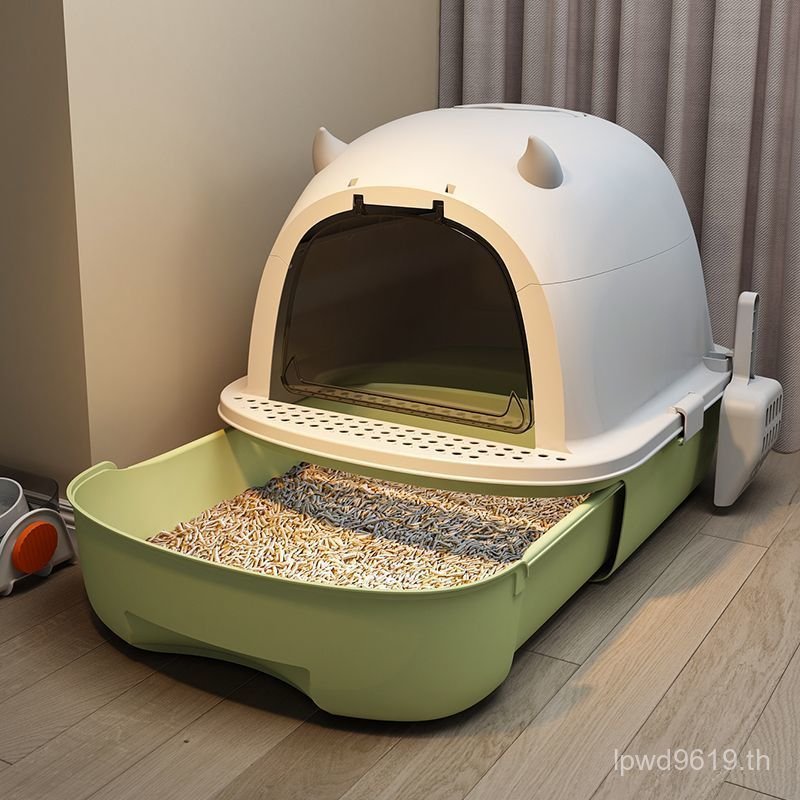 ห้องน้ําแมวปิดสนิทขนาดใหญ่ Clearance Splash-Proof Deodorant Cat Litter Box ขนาดใหญ่ระงับกลิ่นกาย Cat