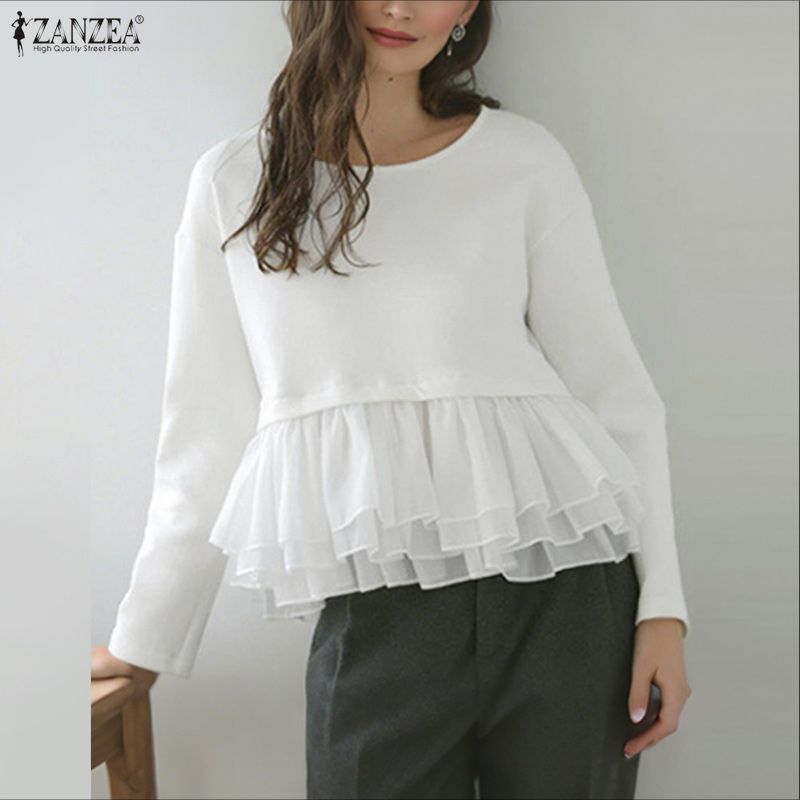 ZANZEA เสื้อคอกลมแขนยาว สไตล์เกาหลีอ่อนโยนและหวาน — صورة 4