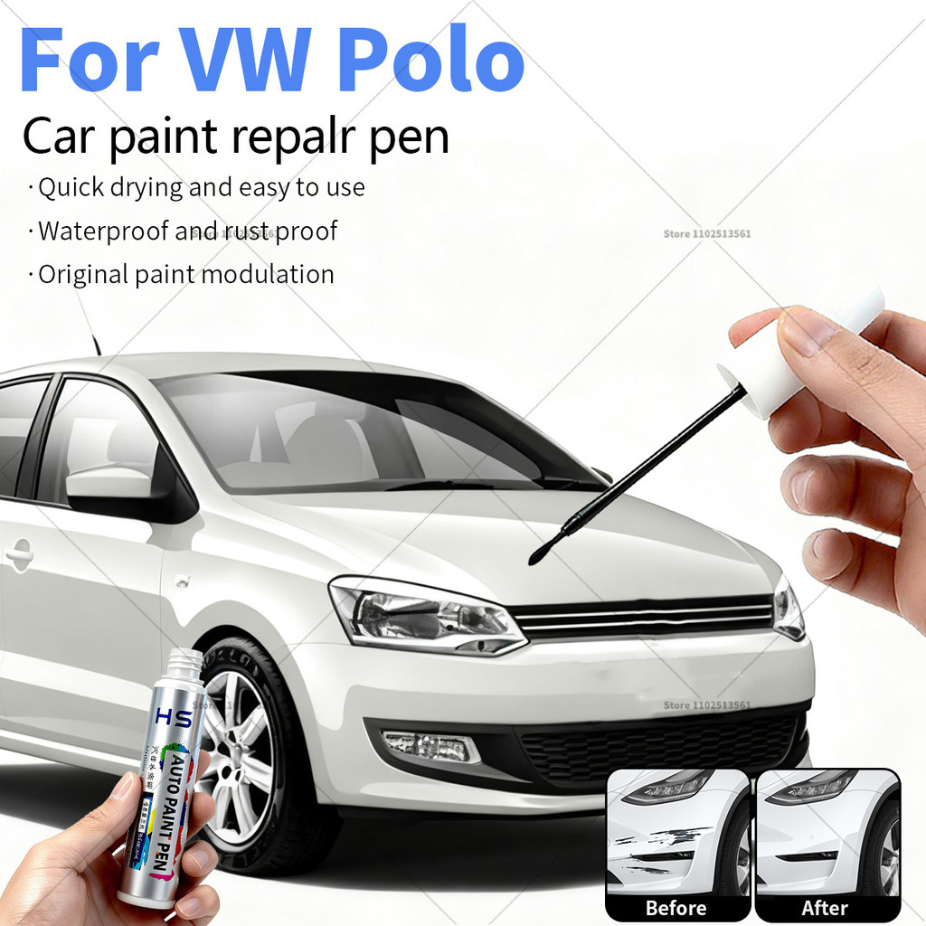 สําหรับ Volkswagen Polo รถซ่อมสีปากกา Touch Up Scratch Remover DIY อุปกรณ์เสริมอัตโนมัติสีส้มสีขาว L