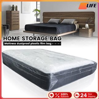 เก็บปลายทาง！ถุงพลาสติกใสคลุมเตียง กันฝุ่น3.5/5/6ฟุต ผ้าคลุมเ…