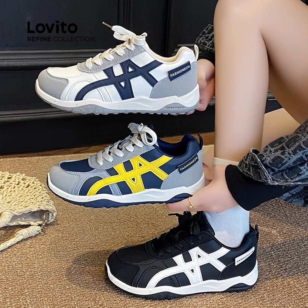 (Lovito Refine) รองเท้าสนีกเกอร์สบาย ๆ สำหรับผู้หญิง LR20E062