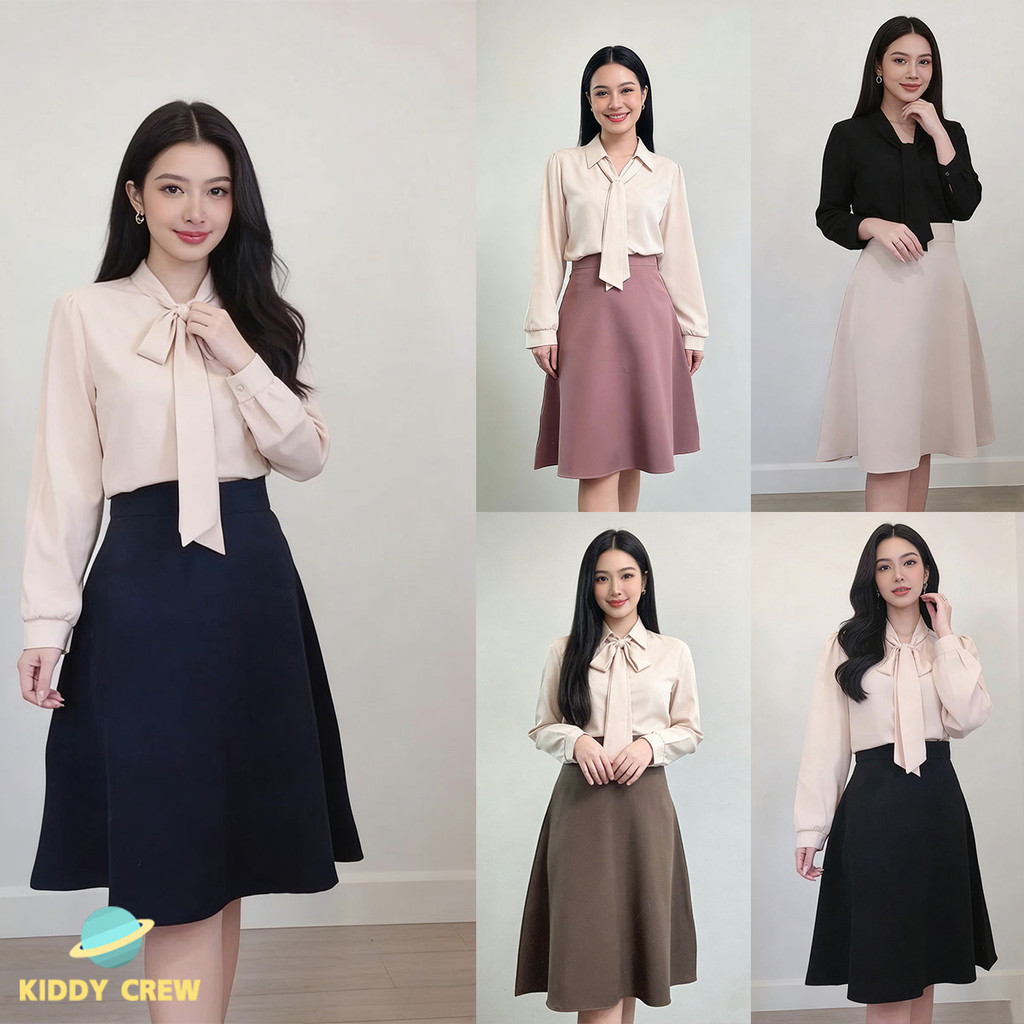 กระโปรงทำงานผู้หญิง  ผ้าทิ้งตัว  สวมใส่ดูสุภาพ