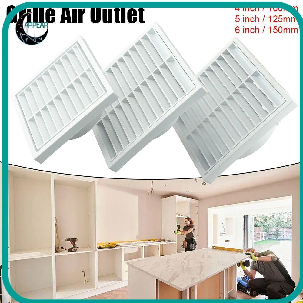 APPEAR 1 ชิ้น Fresh Air Exhaust Outlet,พลาสติก Pipeline ช่องระบายอากาศกระจังหน้า, ตะแกรงสีขาวฝาครอบผนังเพดานเครื่องปรับอากาศ Outlet