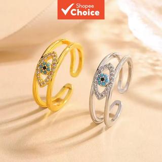 แหวนเปิดตาปีศาจเทอร์ควอยซ์มีสไตล์พร้อมเพชร – ของขวัญฤดูร้อนส…