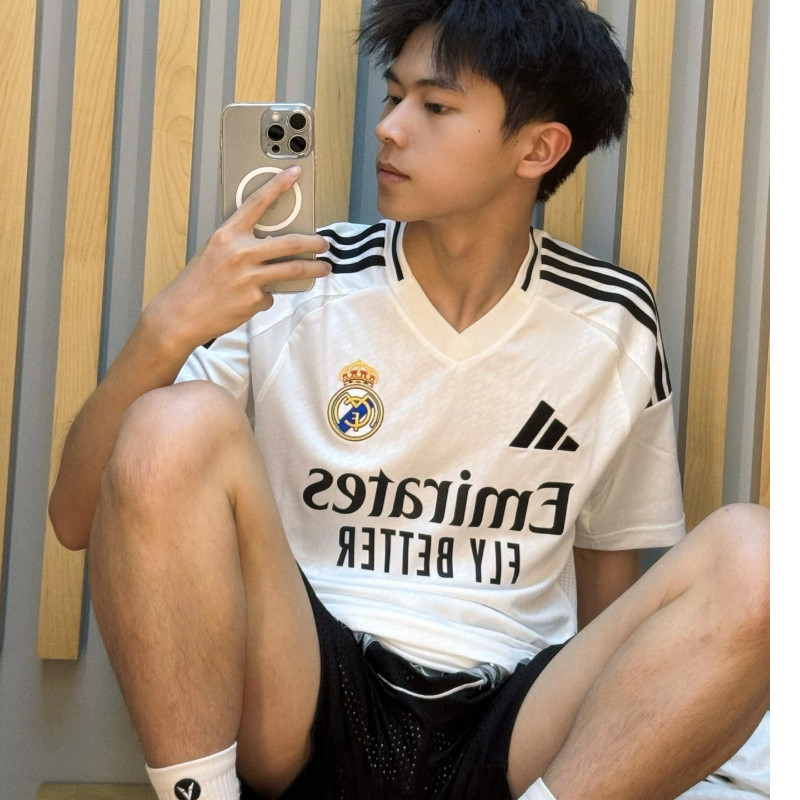☘️Adidas Real Madrid Home Jersey Emirates Fly Better White Soccer Shirt