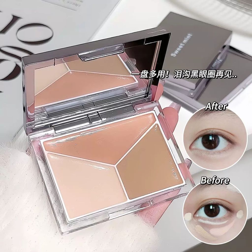 corrector คอนซีลเลอร์ Three-Color Elf Concealer Palette Cover Dark Circles Tear Groove Spots Acne Ma