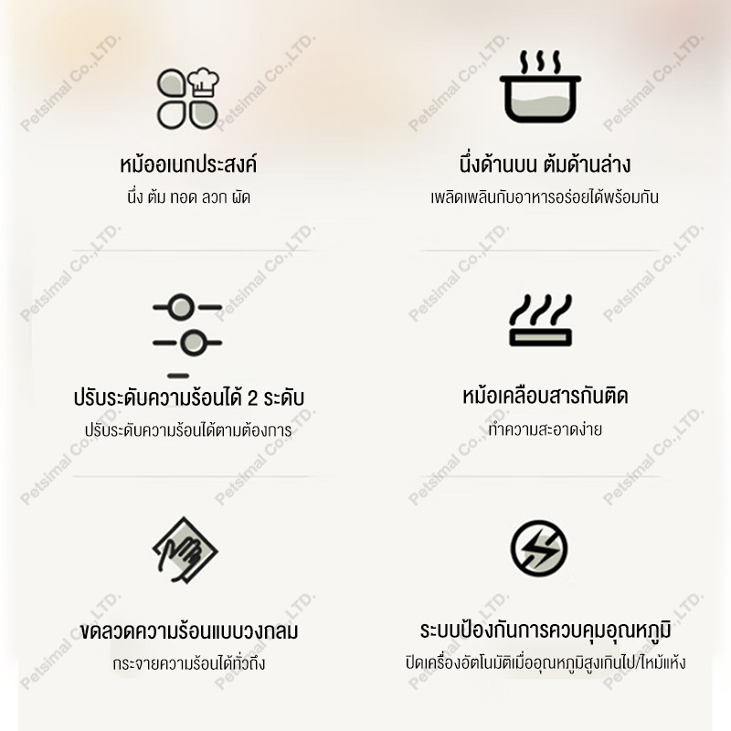 หม้อไฟฟ้าขนาดพกพา หม้อไฟฟ้า 1.8 ลิตร รองรับการทำอาหารหลายรูปแบบ ในเครื่องเดียว พร้อมใช้งาน ทำอาหารไม่ติดไม่ไหม้ - รูปที่ 2