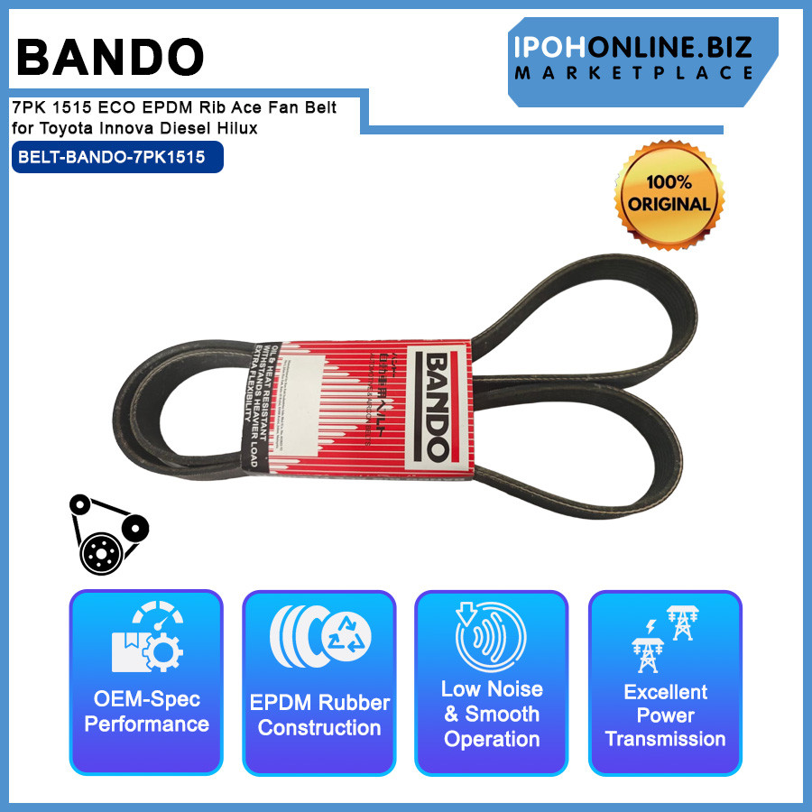 Bando 7PK 1516 / 7PK 1515 ECO EPDM Rib Ace Fan Belt สําหรับ Toyota Innova Diesel Hilux