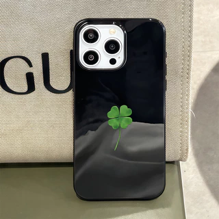 🌼COD-จัดส่งทันที🌼ลายโคลเวอร์นำโชค เคสไอโฟน17 For IPhone 15 11 13 12 16 14 Pro Max XR X 8 7 Plus SE เปลือกอ่อน เรียบง่าย