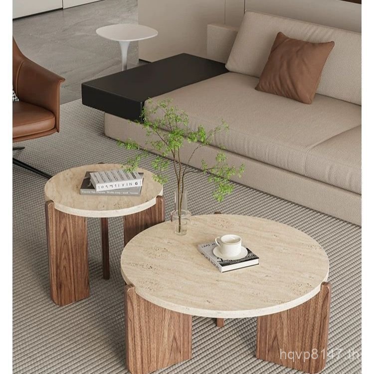 ไม้เนื้อแข็งในครัวเรือน B & B Simple B ห้องนั่งเล่น Extremely Slab หิน Jane โต๊ะกาแฟหลุม Nordic ครีม