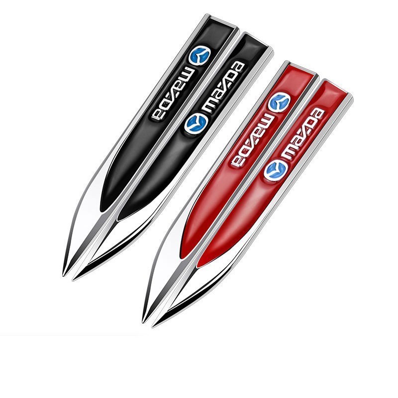 2PCS รถจัดแต่งทรงผมโลหะรถด้านข้าง Fender ตกแต่ง 3D Marker สติกเกอร์สําหรับ Mazda 2 3 5 CX5 CX30 Acce