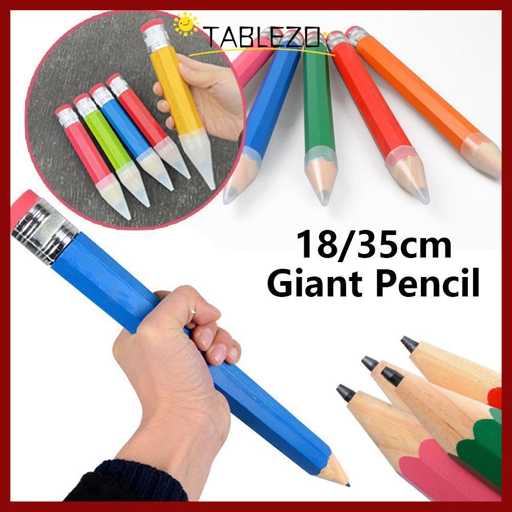 ดินสอขนาดใหญ่ TABLEZO ไม้ 18/35 ซม. ดินสอยักษ์, Creative Performance Prop ของเล่นแปลกใหม่พร้อมยางลบเครื่องเขียนดินสอศิลปิน