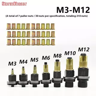 [Storm-t] 11 ชิ้นคู่มือ Riveter Nut เครื่องมืออุปกรณ์เสริมสําหรับถั่ว M3 M4 M5 M6 M8 M10 M12 ง่ายติดตั้ง Hand Rivet Nut