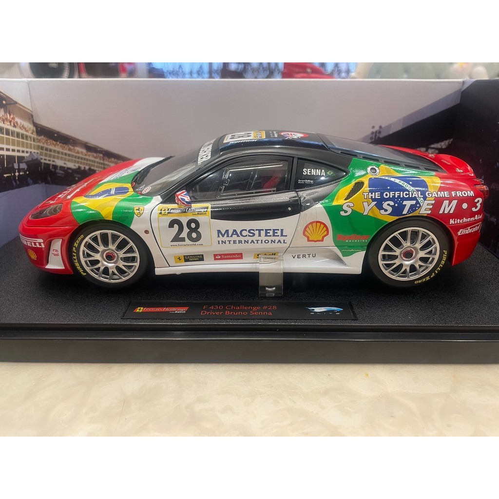 1 18 Hot Wheels Fine Car Model Ferrari F430 Challenge No. โมเดลรถแข่ง 28 ชิ้น แพ็คเกจต้นฉบับใหม่เอี่