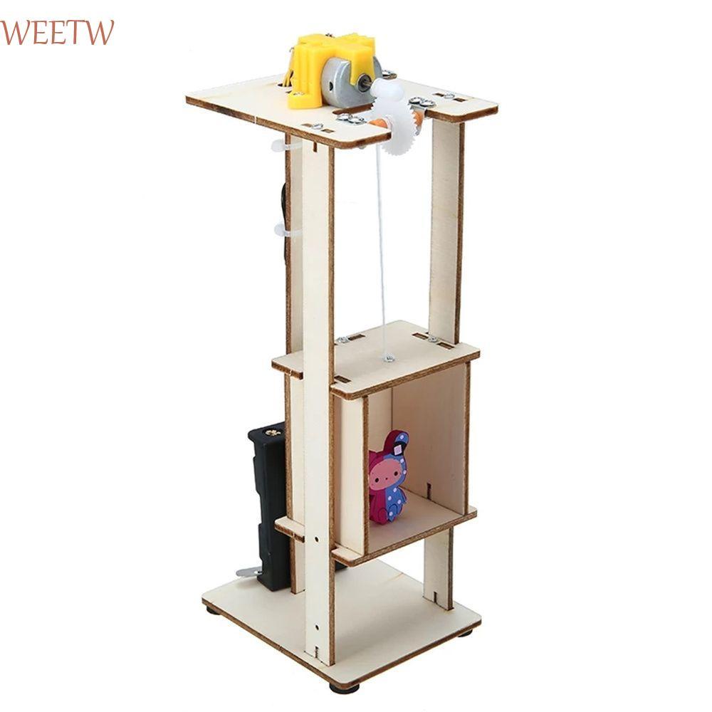 WEEKW ลิฟท์ไม้ DIY ชุดอิเล็กทรอนิกส์ DIY Assembly เทคโนโลยีสิ่งประดิษฐ์ห้องปฏิบัติการฟังก์ชั่นอุปกรณ์ Principle ของเล่นนักเรียนไฟฟ้าของเล่น