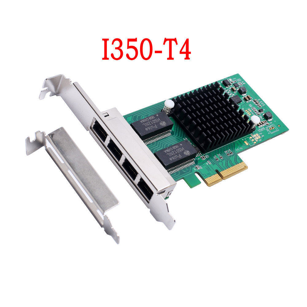 DIEWU PCIE เซิร์ฟเวอร์การ์ดเครือข่าย Gigabit 4 พอร์ต I350-T4 เดสก์ท็อปอินเทลอีเธอร์เน็ต