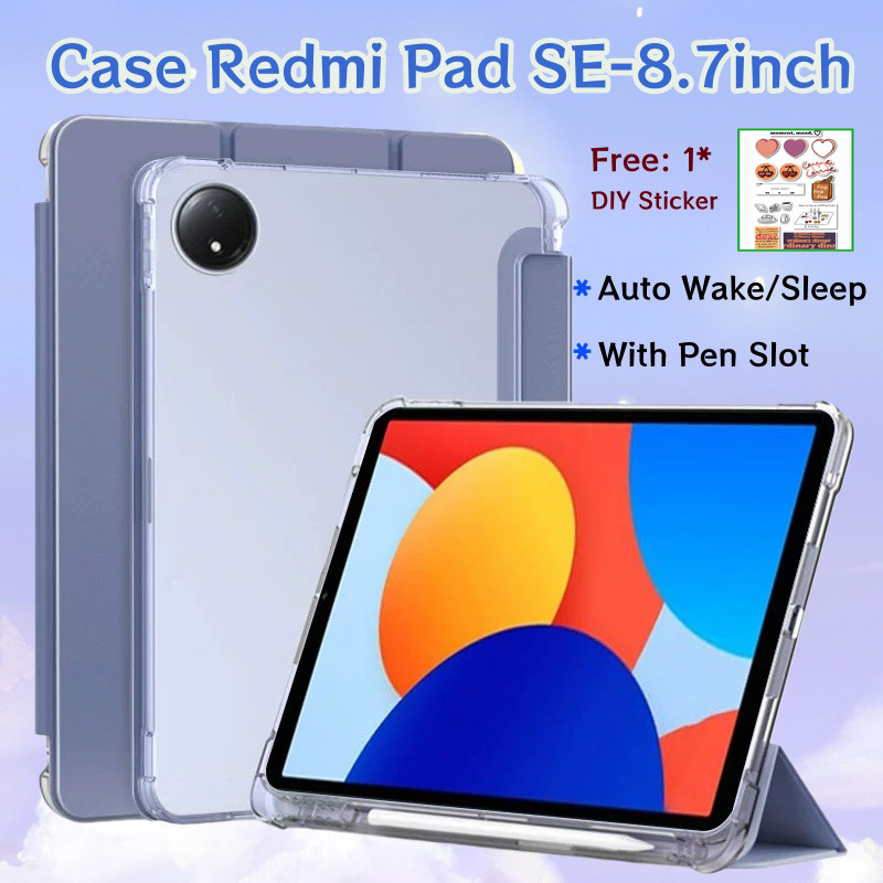 เคส Redmi Pad SE 8.7 นิ้วพร้อมช่องเสียบปากกาเคสแม่เหล็ก Xiaomi Redmi Pad SE 8.7" พร้อมเคสด้านหลังแบบ