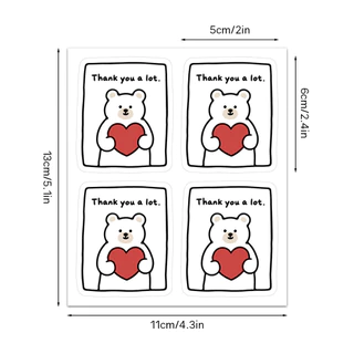 สติกเกอร์น้องหมีส่งใจ สติกเกอร์วาเลนไทน์ สติกเกอร์ Thank You ขนาด 5x6 cm