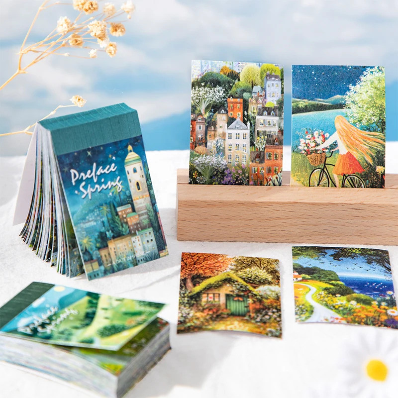 Journal GO 50 หน้าหนังสือสติกเกอร์ฤดูใบไม้ผลิสําหรับ Scrapbooking Collage Junk Journal ตกแต่งความงาม DIY Mobile Planner กระดาษ