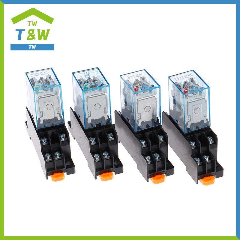 T&W AC220V 12VDC 24VDC 24VAC 5A 8PIN Coil Power MY2N-J รีเลย์ HH52P พร้อมฐาน Soet {vn}
