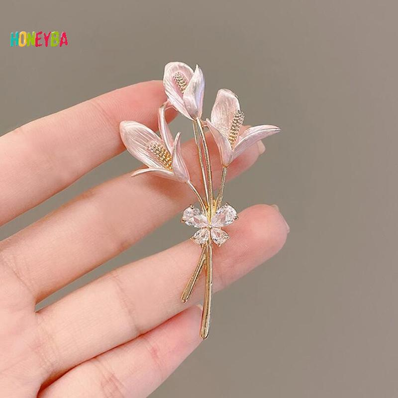 เข็มกลัดคริสตัลดอกไม้ Lapel Pin Rhinestone เครื่องประดับสำหรับงานแต่งงานและเสื้อผ้าเสริมของผู้หญิง