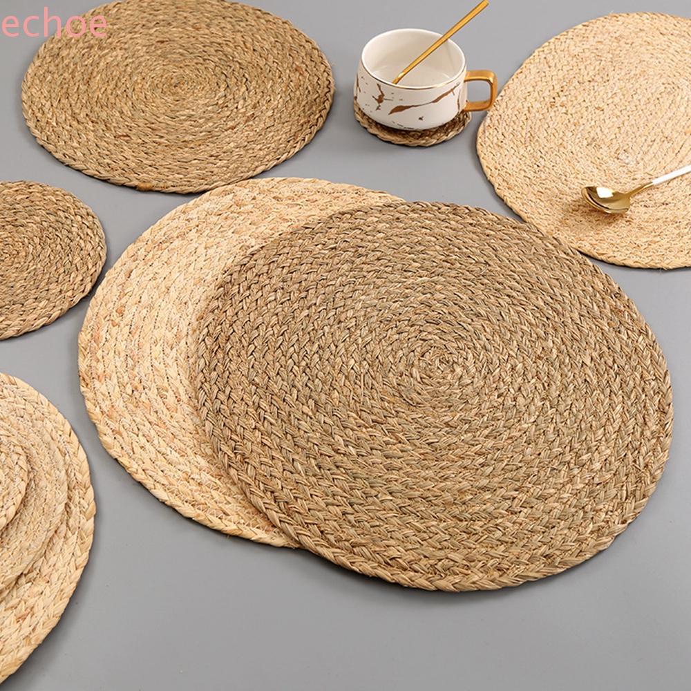 ECHOEDGE Placemat Home Corn Hull Handmade Round Non-slip N1N Table Pads