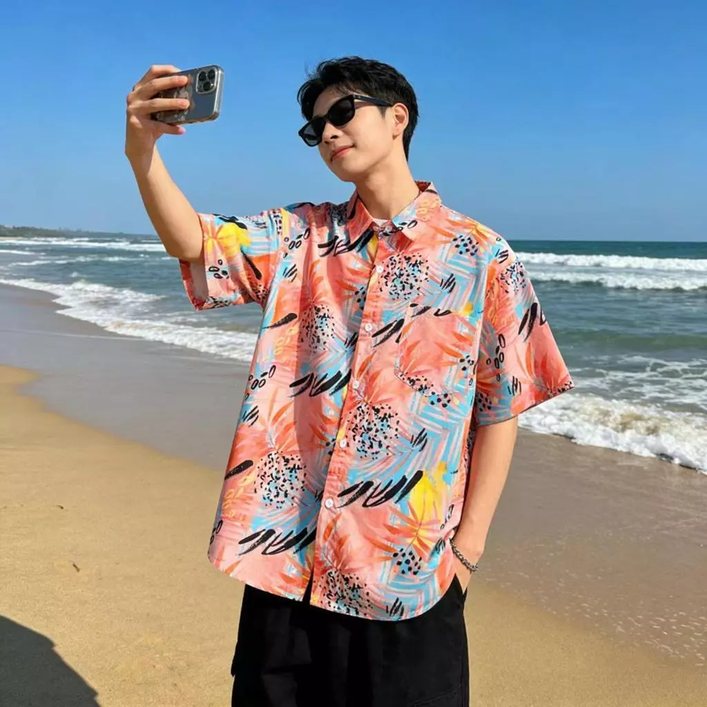 เสื้อสงกรานต์ฮาวายแขนสั้น ผ้าลายดอกสีสดใส ผ้านิ่ม M-2XL thumbnail 8