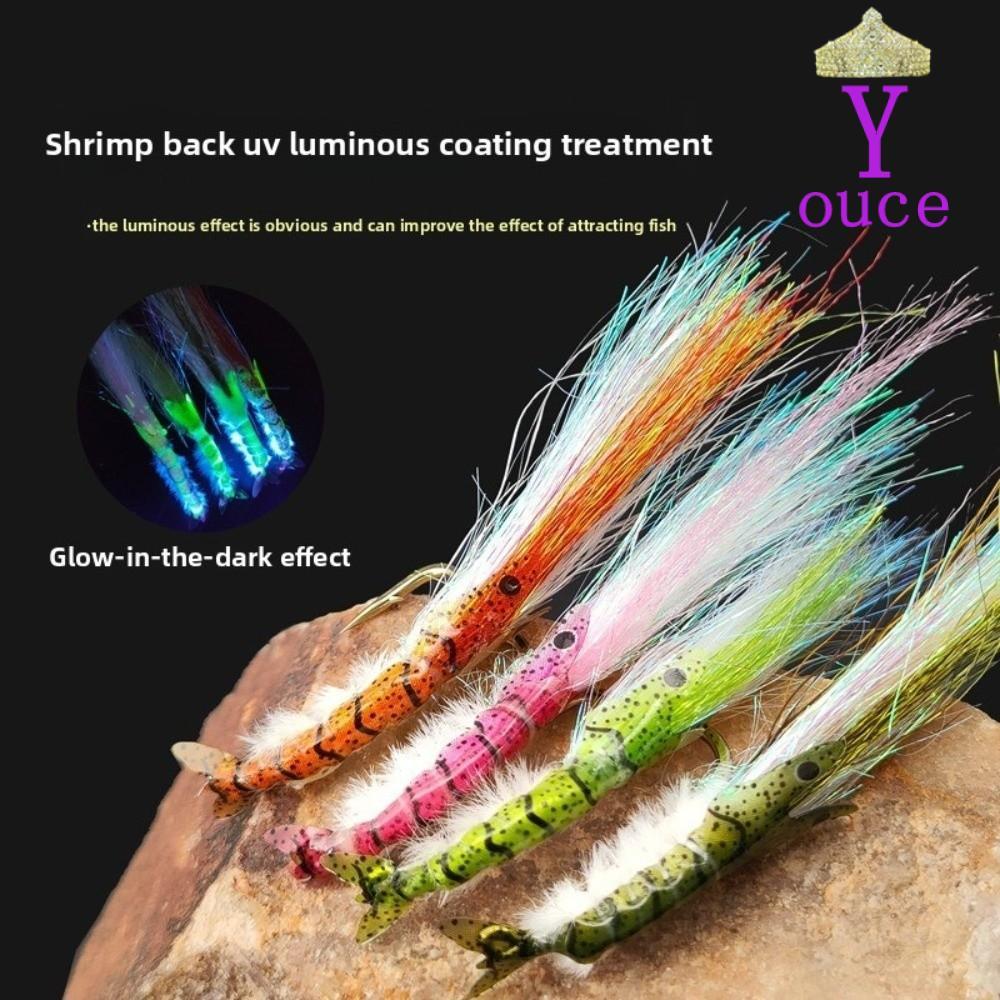 YOUCE 4 ชิ้น Ice Dubbing Wing กุ้ง Fly, 8 ตะขอ Dubbing วัสดุ Scuds Fly, เหยื่อกระดูกเหยื่อ