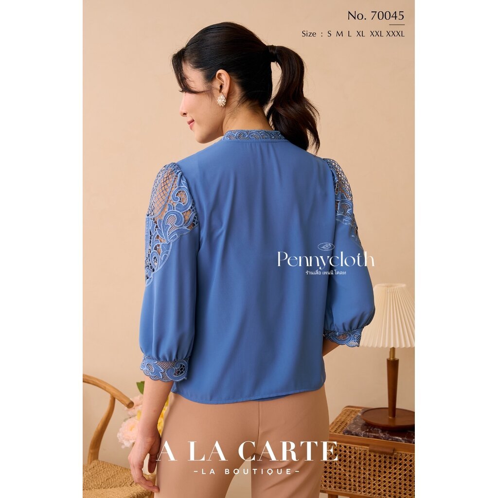 A La Carte รหัส 70045 เสื้อชีฟอง งานปักฉลุทอลูกไม้ คอจีนมีกระดุม มีซับใน แขน 3 ส่วน ผ้าเนื้อเย็นใส่สบาย - รูปที่ 7