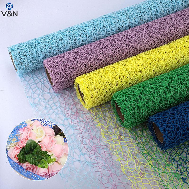 (V&N) 50 ซม.* 4.5 ม./ม้วนดอกไม้ห่อตาข่ายกระดาษไม่สม่ําเสมอ Hollow Net Wrapper ดอกไม้ช่อดอกไม้กระดาษด