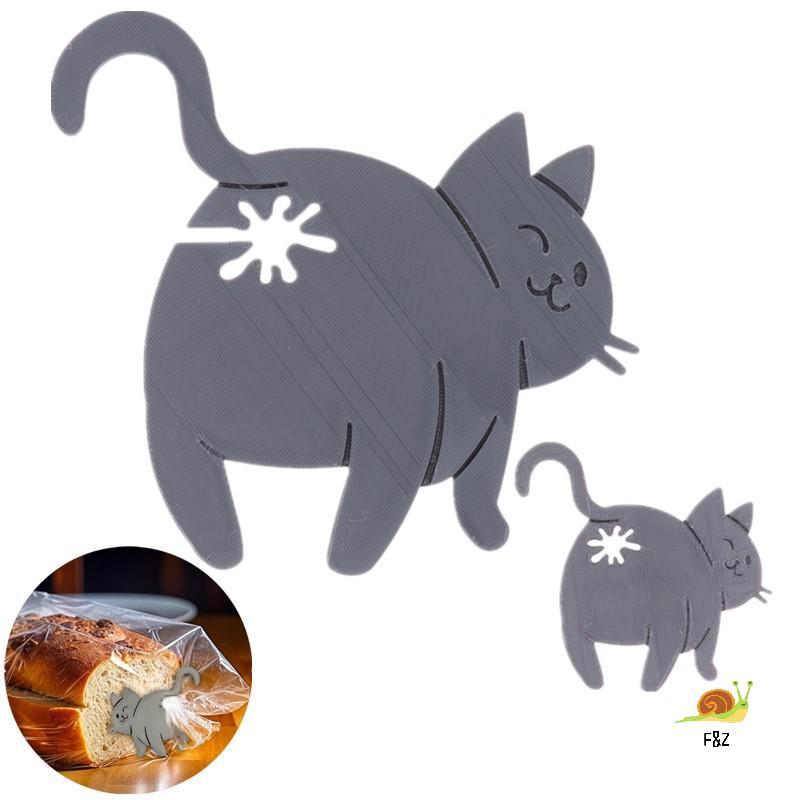 F & Z แมวตลกติดขนมปังคลิป 3D พิมพ์กระเป๋าคลิปผู้ถือแปลกครัว Gadget สําหรับคนรักแมวอาหารตกแต่งบ้านใหม