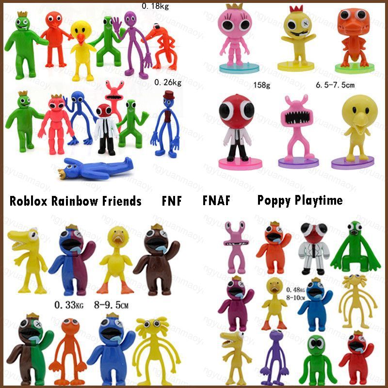 ZY2 6 ชิ้น/8 ชิ้น/12 ชิ้น Roblox Rainbow Friends FNF FNAF Poppy Playtime Action Figure ตุ๊กตาของเล่น